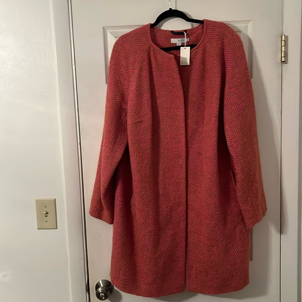 Boden (brand) - Women’s Textured Coat - Size 18R (regular fit) - Pink and Camel